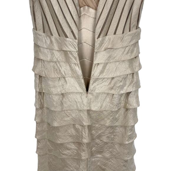 DAVID’S BRIDAL DRESS Women's Size 10 Beige FLOOR LENGTH GOWN Bandage Bodycon - Picture 7 of 8